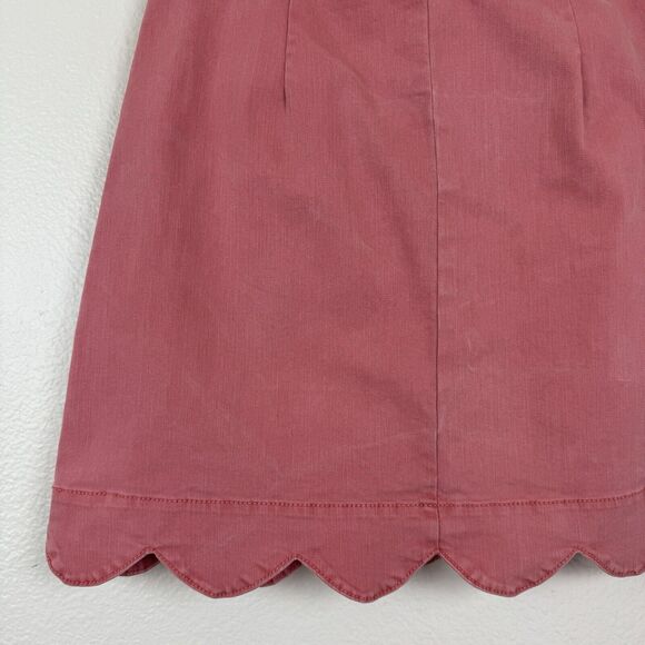 C EST. 1946 Denim Button Front Scalloped Mini Skirt Stretch Pockets Pink Coral 6 - Picture 13 of 15